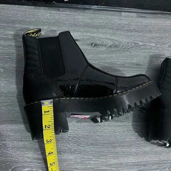 NWT Dr. Martens Rozalie Distressed Patent Heeled Chelsea Boots Sz 7 US - Picture 10 of 12